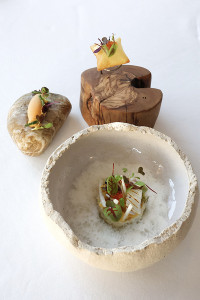 Brandade encornet et emulsion au thym pate dorange confite 200x300